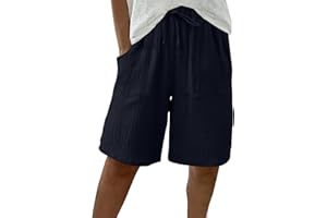 OVARA Summer Shorts for Women UK Loose Wide Leg Knee Length Shorts Casual Plain Elasticated Waist Lounge Pants with Pocket for Travel Beach Vacation