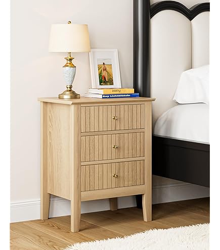 Rond nachtkastje massief houten nachtkastje met 2 lades, opbergkast, modern, eenvoudig mini-bedstandaard, slaapkamerbijzettafels