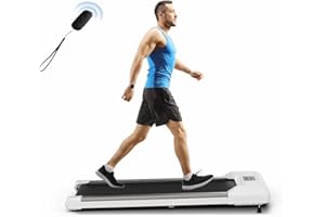 KOMFOTTEU Treadmill podkładka do biegania, bieżnia z pilotem zdalnego sterowania i wyświetlaczem LED, 2,25 PS/1-6 km/h, urządzenie do chodzenia do domu, biura, maks. obciążenie 120 kg