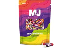 Mari & Juan 222 Aktivkohlefilter 6mm SLIM Size I Aktivkohlefilter dünne Filter mit Aktivkohle mit Kokosnuss Tip, 222 Stück, bunt I Schadstoffärmeres Raucherlebnis