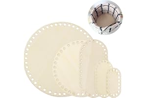 SYHSYC 5 ripiani in vimini per uncinetto, fondo per borsa all'uncinetto, pavimento in legno per uncinetto, cestino in vimini naturale, per lavori fai da te, materiale ovale intrecciato, 15/20/25/30 cm