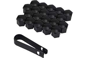 QUALDESN 20pcs Wheels Nut CoversCar Wheel Lug Nut Covers, 19mm Hexagonal Nut Covers with Removal Tool Wheel Bolt Caps Automotive Exterior Accessories for Most Car (Black)