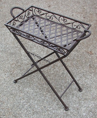 Klapptisch, Beistelltisch, Tablett abnehmbar Eisen braun Landhaus, 65x50x30 cm - 2