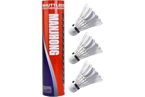 MANJHONG Badminton Feather Shuttlecocks with Great Flight Stability & Good Durability for Recreational Play Racket Sports