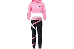 iiniim Mädchen Trainingsanzug Sport Set Schmetterling Druck Sweatshirt Crop Tops + Hose Leggings Jogginganzug Fitness Jazz Hip Hop Kleidung Streetwear