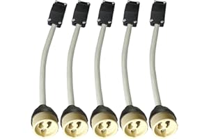 Sweier 5X GU10 Ceramic Lampholder Connector with Junction Box Socket, 0-250V, Suitable for GU10 LED Bulb, Bi-Pin Base, High Temperature Resistant, White Insulated Tube