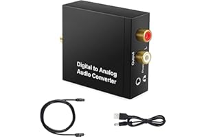 Analog to Digital Audio Converter, Xfaiz Digital to Analog Converter DAC Digital SPDIF Optical to Analog L/R RCA Converter Optical to 3.5mm Jack Audio Adapter for HDTV Blu Ray HD DVD Apple TV