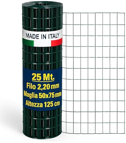 Rete Metallica Per Recinzioni Rotolo 25 M Zincata Plastificata Elettrosaldata Rigida Per Spazi Esterni Giardino Orto Piante (150 Cm