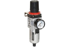 Autojack 3/8" Air Filter Regulator with Dial Pressure Gauge Automatic Drain BSP Port Includes Wall Bracket