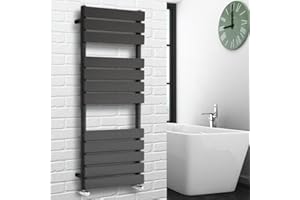 NRG Contemporary Flat Panel Bathroom Heated Towel Rail Radiator Rad Warmer - 1200 x 450 Anthracite