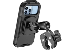 BTNEEU Soporte Móvil Moto Impermeable Porta Telefono Bicicleta con 720º Giratorio Brazo Extensible Metálico Pantalla Táctil Antivibración Soporte de Manillar para 5,5-7,0" Smartphones (Negro)