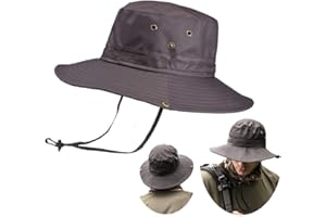 HYCOPROT Super Wide Brim Sun Hats for Men, Outdoor Fishing Bucket Boonie Hat Waterproof Breathable Mesh Cap for Hiking Travel Camping Gardening & Boating