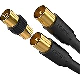 UGREEN TV Aerial Coaxial Cable Satellite Cable Male to Male with Two Ferrite Cores, TV Antenna AV Lead Male Female Adapter Co