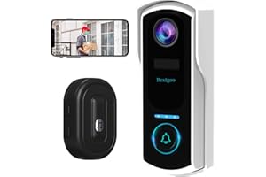 Bextgoo Sonnette sans Fil avec Camera, 3MP FHD Sonnette sans Fil Exterieur Etanche, Détection Humaine, Sirène, Vision Nocturne, Audio Bidirectionnel, Appel Vidéo, IP67, Support Cloud Et SD