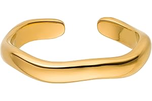 Purelei® Nakuna Ring (Gold,Silber,Rose) Damen Ring Silber 18K vergoldet, Wasserfester Ring mit geschwungenem Design, größenverstellbar, Geschenk für Damen