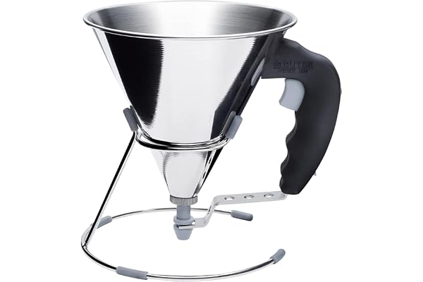 De Buyer - Entonnoir à piston avec pied KWIK en inox - 0,8 L -, Noir