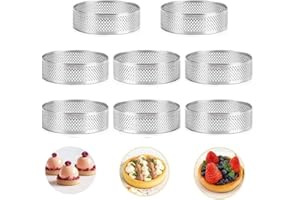 Happysnow Anillo para tartas de acero inoxidable, 8 piezas, resistente al , perforado, redondo, doble enrollado, forma de metal, 10 cm