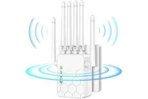 GENÉRICO Repetidor WiFi,Amplificador señal WiFi Potente,6 Antenas,2 Puertos LAN,Extensor WiFi para el Hogar y la Oficina,Fácil de Instalar,Amplificador WiFi,10000Sq.in área de Cobertura,WiFi Extender (Blanco)