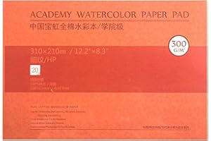 MEEDEN Carta per acquerello: 20 fogli 300 g/m² Cotone liscio Blocco per acquerello senza acidi Blocco per pittura Carta acrilica da disegno acquerello Gouache Pittura a olio, Regali per artisti, 9×12"