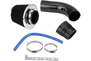 GOTOTOP Kit Filtre à Air Sport Universel pour Voiture, 76 mm Système d'admission d'air en Fibre de Carbone avec Tuyau, Tuyau d'admission d'air Froid, Kit de Tuyau d'induction en Alliage d'aluminium