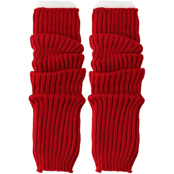 Surakey Guêtres Femme Rouge Jambières Tricotées Automne Hiver