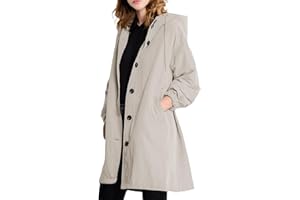 MGizo DtiSpectrum Gabardina para Mujer - Chaqueta Cortavientos con Capucha y Botonadura Sencilla, Abrigo Impermeable para Exteriores, Impermeable Suave para Senderismo y Desplazamientos