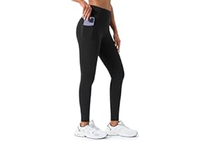 JOYSPELS Womens Fleece Lined Thermal Leggings with Pockets, High Waist Winter Warm Thick Gym Workout Running Yoga Pants for Women
