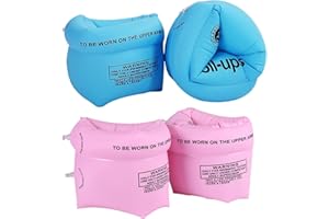 DSLIHA 4 Pack Inflatable Swimming Armbands, Thickened Float Roll up Sleeves for Children Adult Kids learning Swimming, Swimming Arm Floats Pool Arm Bands Float Swimming Ring Roll Up Armbands for Kids Adults