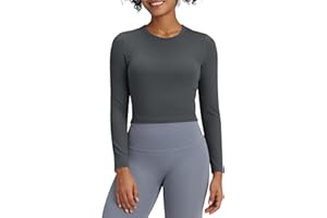 G4Free BareFeel Womens Long Sleeve Crop Tops Slim Fit T Shirts Activewear Cropped Basic Tight Shirt for Sports Athletic Gym Yoga