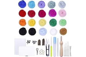 Zasiene Nadelfilzen 69 Set Filzwolle Trockenfilzen DIY Filz Set Märchenwolle Filzwolle DIY Fein Deko Handwerk Starter Kits,(20 Farben)