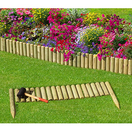 Steckzaun 100 cm Zaunhöhe 20 cm aus Holz für Beeteinfassung Rasenkante von Gartenpirat®