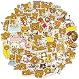Rilakkuma Stickers 50 Pcs Waterproof, Removable,Lovely,Beautiful,Stylish Teen Stickers, Suitable for Boys and Girls in Water Bottles, Laptops, Phones,Suitcase Durable Vinyl