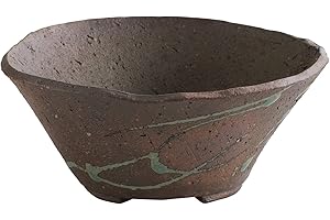 Wazakura Maceta de Bonsái Tokoname 16 cm, Hecha en Japón, Cerámica Hecha a Mano Estilo Rustico Tatara con Agujero de Drenaje, Macetas de Cerámica para Plantas de Interior y Exterior - Tatara