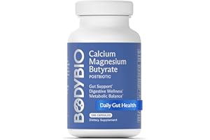BodyBio Butyrate - Postbiotic for Gut Health, Digestive Support, Bloat, Gas & Constipation Relief, Leaky Gut Repair - Calcium, Magnesium + Butyric Acid Supplement for GI Wellness