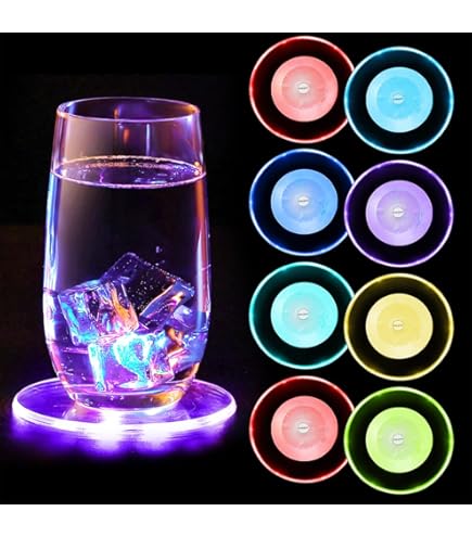 Aibote - Set di sottobicchieri per bevande (1, 4, 8, 12), con LED che