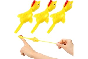 3 Pièces Poulet Catapulte Poulet Volant Jouet Flick Jouet de Poulet en Caoutchouc Poulet Catapulte Nouveauté Poulet Extensible Drôle de Doigt pour Jouet de Farce Bureau Faveur de Fête Jaune