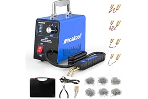 MR CARTOOL Saldatore per Plastica con 600pcs Graffette, Kit di Riparazione Paraurti Auto con 15W/35W/45W/65W/80W Regolabile, 220V Plastica Saldatrice Pistola Riparazione Macchina (Blu)