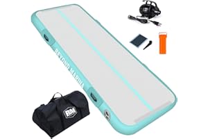 BEYOND MARINA Air Gymnastics Tumble Track 4 inches Thickness Inflatable Tumbling 10ft/13ft/16ft Air Mats for Home Use Training/Cheerleading/Yoga/Water with Electric Pump, 6.6ftx3.3ft Green
