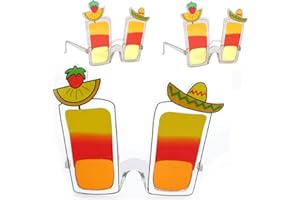 SHATCHI Flower Necklace Bracelet Headband Bra Table Skirt Hawaiian Luau Beach Summer Party Accessories, Mutli, Sunglasses Cocktail Tequila Drink