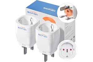 Bigfish UK Adapter 2Pack, Adapter England Deutschland Stecker, Steckdosenadapter England, Reiseadapter UK, UK Adapter für EU zu England/Schottland/Irland/Dubai/Maldives, Weiß