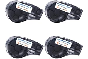 CVT COMPRAVENTATONER CVT - Pack 4x Etiquetas de Nylon (SIN CHIP) compatible para Brady BMP21 Negro/Blanco M21-750-499-TB para impresoras matricial Bmp21-plus, BMP21, PaL, LABPaL, Bmp21-Lab