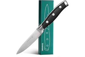 linoroso Petit Couteau d'office de Cuisine Professionnelle de 9 cm, Couteaux à Légumes Tranchants Éplucheurs de Fruits en Acier Inoxydable au Carbone Allemand Forgé avec Boîte Cadeau Élégante