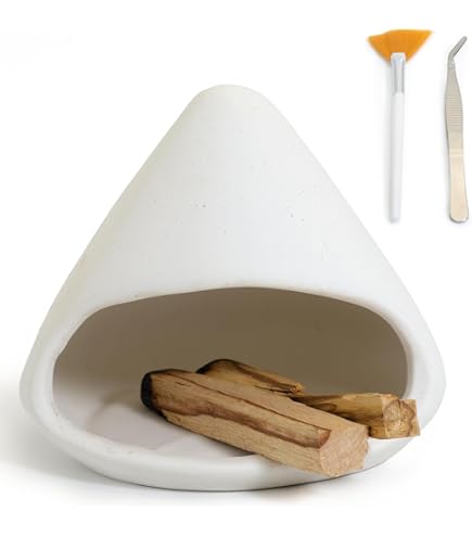 Bruciatore Di Incenso In Ceramica Artigianale - Porta Coni Con Tappetino In Legno, Per Palo Santo E Meditazione - 4