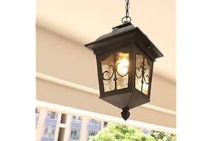 Mengjay Plafonnier Européenne Simplicité Retro Industrial Ceiling Lamp Shade Balcon Extérieur Pendentif Lampe Couloir Cour Villa Gazebo Suspendues Traditionnelle en Verre en Métal Edison Plafonniers