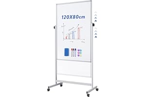 ‎MAXTEK maxtek Höhenverstellbar Mobiles Whiteboard 120 x 80 cm, Doppelseitiges Magnetisches Whiteboard mit Ständer, Trocken Abwischbar für Büro, Klassenzimmer und Zuhause