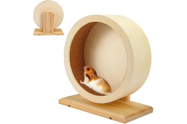 SUNOYA Roue d'exercice pour Hamster et autres petits animaux - Roue de course silencieuse en bois (15cm)