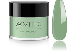 ‎AOKITEC Aokitec 28g Dipping Powder, Pastellgrün/Olivgrün, Salbeigrün, Acryl Dip Pulver für French Nail Art Langanhaltendes Nagelpulver für Dip-Nails, keine Nagellampe erforderlich, Nail Starter & Pro.