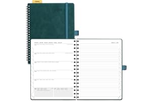 ‎POPRUN POPRUN Kalender 2024 Buchkalender A5 Wochen-Notiz Planer 22 x 16,5 cm (Jan.2024-Dez.2024) - Terminplaner 2024 Wochenplaner Ringbuch mit PU-Leder Softcover, 100 GSM Papier - Petrolgrün