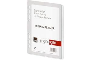 bsb Wkład zamienny przezroczyste koszulki na wizytówki - rozmiar: około A5-6-krotne dziurkowanie - do BSB Manager terminarz organizer