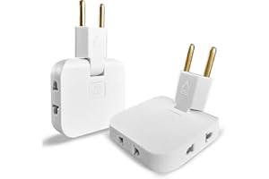 GROW TRENDY 2x Multiprise Plate Derriere Meuble avec 3 Prises | Prise Plate avec Connexion Pivotante 180º | Multiprise Murale avec Adaptateur EU-US | Prise Multiple 16A/250V | Multiprise Extra Plate | Multiprises